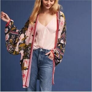 Bl-nk Blank London Anthropologie Floral Bordered Kimono